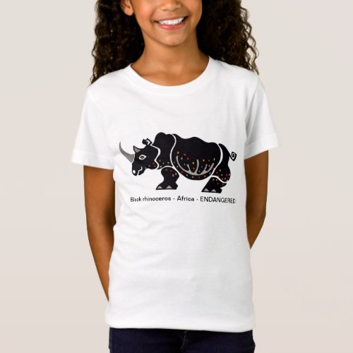 Cute black RHINO _Endangered animal _ Africa Girls T_Shirt