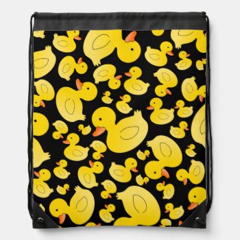 Cute Black Rubber Ducks Drawstring Bag by Brothergravydesigns at Zazzle