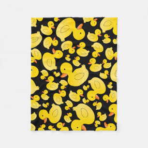 Cute black rubber ducks fleece blanket