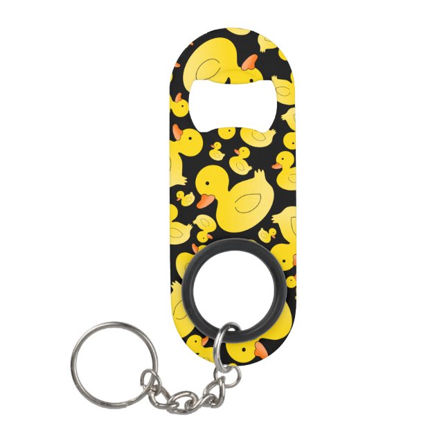 Cute black rubber ducks keychain bottle opener (Front)