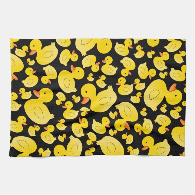 Cute black rubber ducks towel (Horizontal)