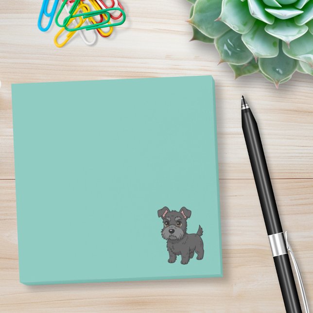 Cute Black Scottish Terrier Dog Green Post-it Notes (Creator Uploaded)