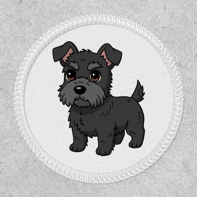 Cute Black Scottish Terrier Dog Patch (Front)