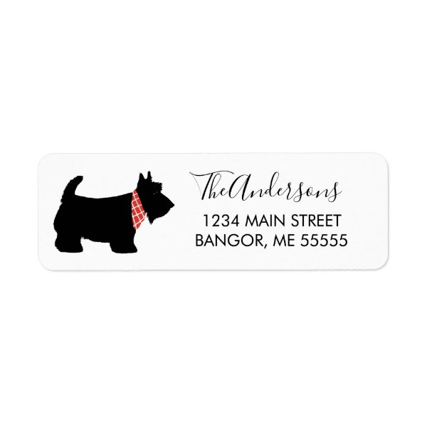 Cute Black Scottish Terrier Dog Return Address Label - Custom ...
