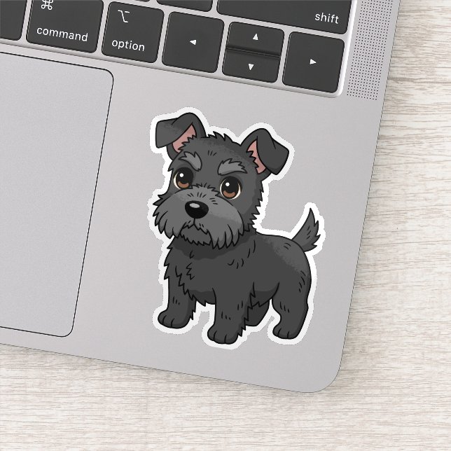 Cute Black Scottish Terrier Dog Sticker (Detail)