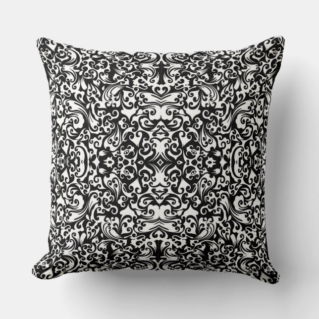 Cute black seamless fluid background design throw pillow (Front)