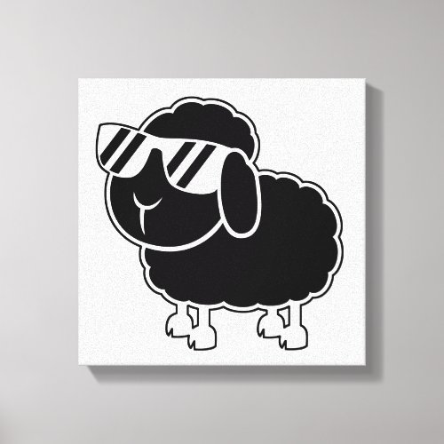 Cute Black Sheep Cartoon Canvas Print