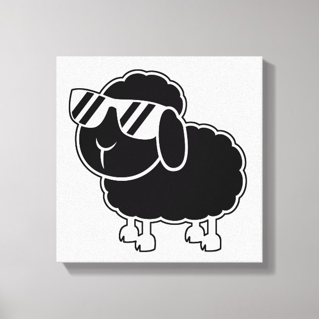 Cute Black Sheep Cartoon Canvas Print (Front)