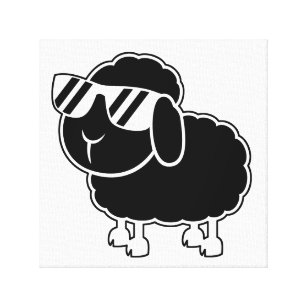 Cute Black Sheep Cartoon Canvas Print