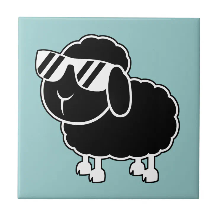 Cute Black Sheep Cartoon Ceramic Tile | Zazzle