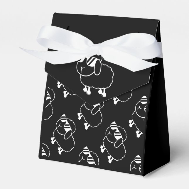 Cute Black Sheep Cartoon Favor Boxes (Front Side)