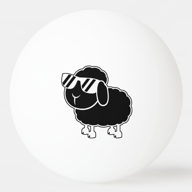 Cute Black Sheep Cartoon Ping Pong Ball (Front)