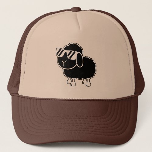 Cute Black Sheep Cartoon Trucker Hat