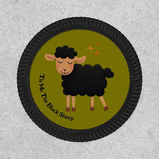Cute Black Sheep Fun Quote Green Craft Patch (Front)