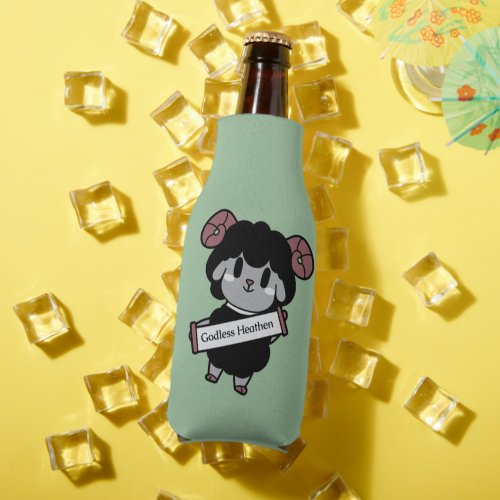 Cute Black Sheep Godless Heathen Bottle Cooler