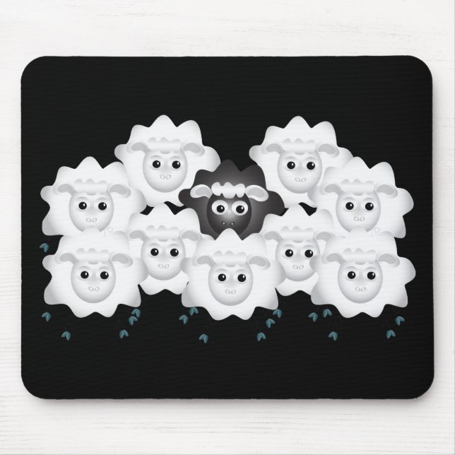 Cute Black Sheep of the Family Mouse Pad (Front)