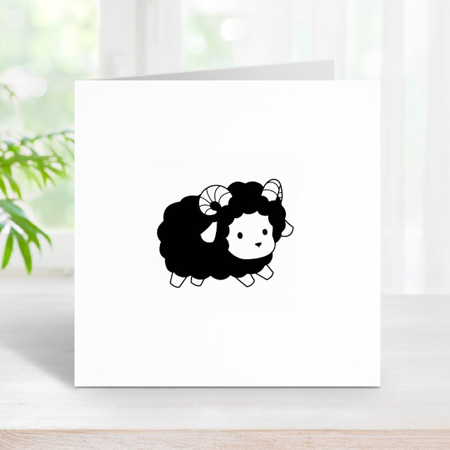 Cute Black Sheep Ram 2 Rubber Stamp (Creator Uploaded)