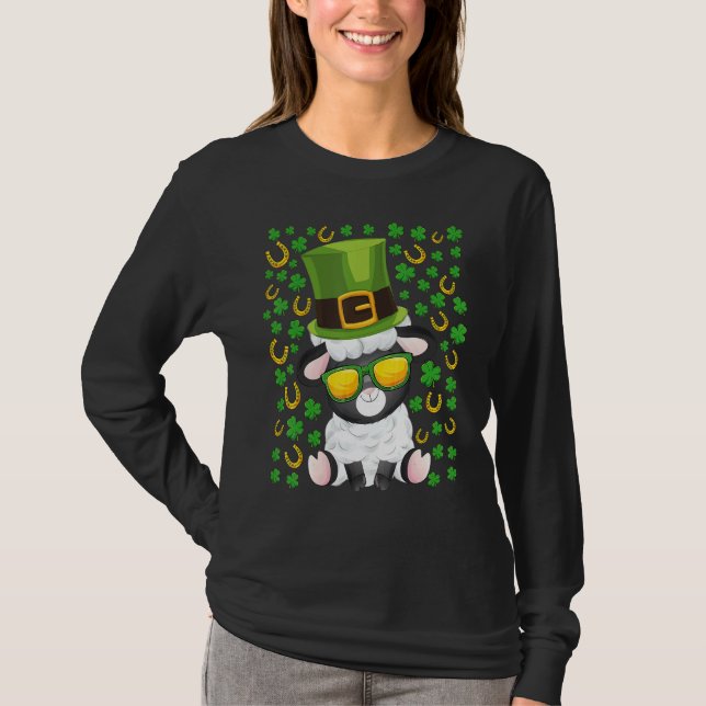 Cute Black sheep st Patricks day hat shamrock shee T-Shirt (Front)