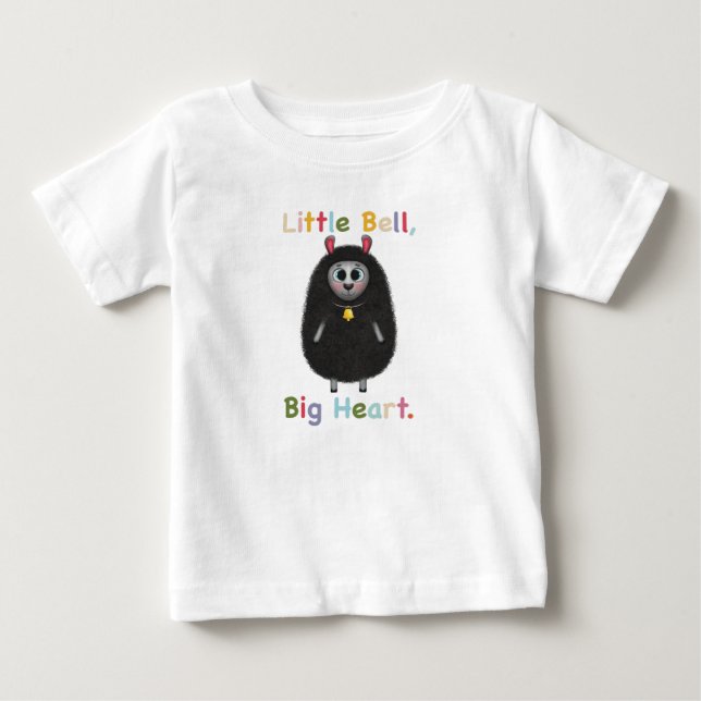 Cute Black Sheep with Bell – Little Bell Big Heart Baby T-Shirt (Front)