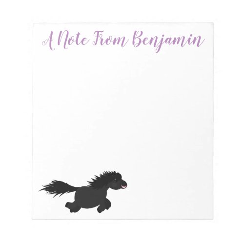 Cute black shetland pony cartoon illustration notepad