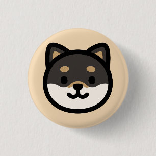 Cute black Shiba Inu Dog Face Button