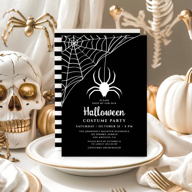 Cute Black Spider Halloween Costume Party Invitation (Cute Black Spider Halloween Costume Party Invitation)