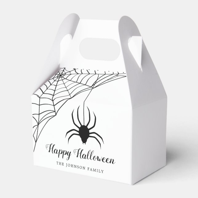 Cute Black Spider Halloween Favor Boxes (Front Side)