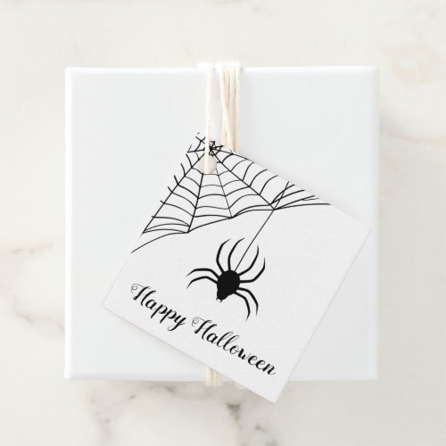 Cute Black Spider Happy Halloween Favor Tags