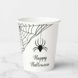 Cute Black Spider Happy Halloween Paper Cups