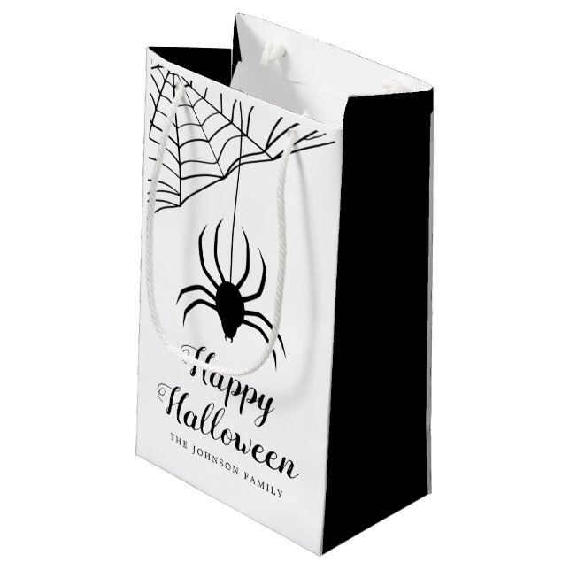 Cute Black Spider Happy Halloween  Small Gift Bag (Back Angled)