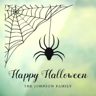 Cute Black Spider Happy Halloween Window Cling