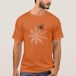 Cute Black Spider & White Spider Web. T-Shirt<br><div class="desc">Cute halloween design. Black and orange cite spider with white spider web.</div>