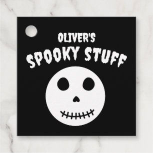 Cute Black Spooky Stuff Kids Halloween Skull Favor Tags