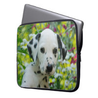 Designer laptop sleeve Pink Dalmatian Abstract Print by The 13