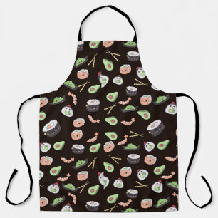 Cute Black Sushi pattern Apron