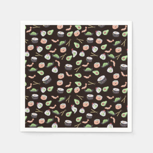Cute black Sushi pattern   Napkins