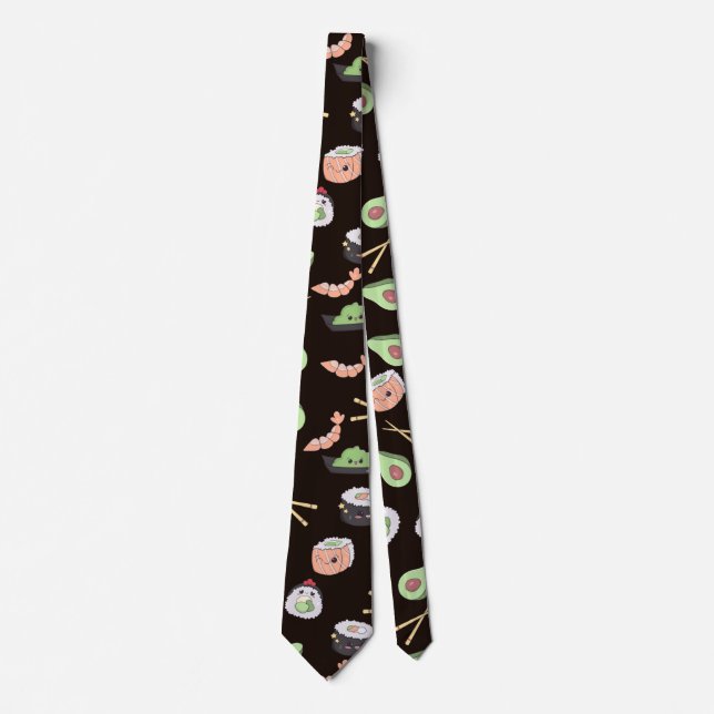 Cute Black Sushi pattern  Neck Tie (Front)