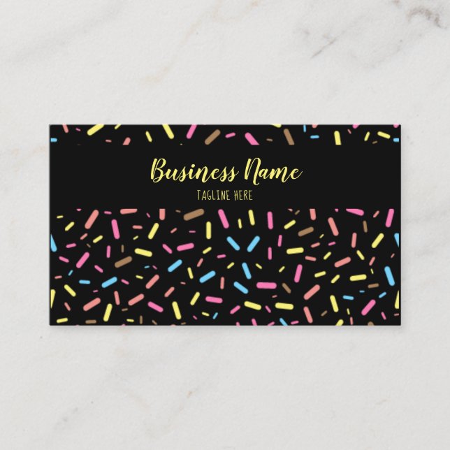 Cute Black Sweet Sprinkles Ice Cream Confectinery Business Card (Front)
