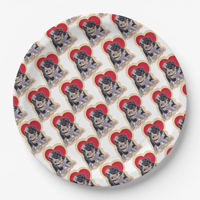 Cute Black Tan Bernedoodle  Paper Plates (Front)