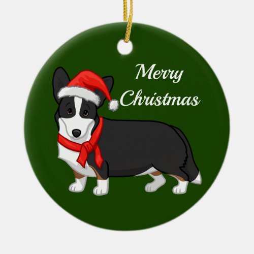 Cute Black Tan Cardigan Welsh Corgi Dog Lovers Ceramic Ornament