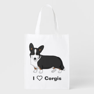 Cute Black Tan Cardigan Welsh Corgi Dog Lovers Grocery Bag