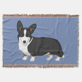 Cute Black Tan Cardigan Welsh Corgi Dog Lovers Throw Blanket
