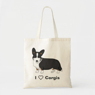 Cute Black Tan Cardigan Welsh Corgi Dog Lovers Tote Bag