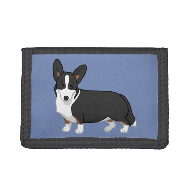 Cute Black Tan Cardigan Welsh Corgi Dog Lovers Trifold Wallet (Front)