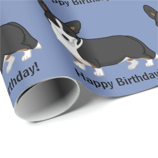 Cute Black Tan Cardigan Welsh Corgi Dog Lovers Wrapping Paper