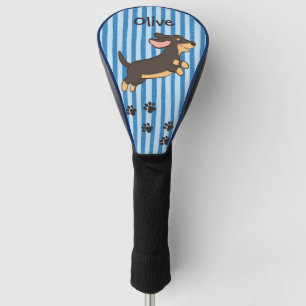 Cute Black Tan Dachshund Dog Stripes Golf Head Cover