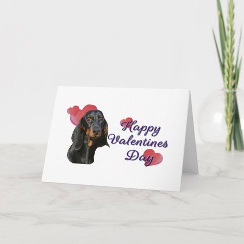 Cute Black Tan Dachshund Valentines Day Hearts Card