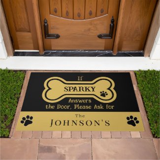 Cute Black Tan Funny Personalized Dog Welcome