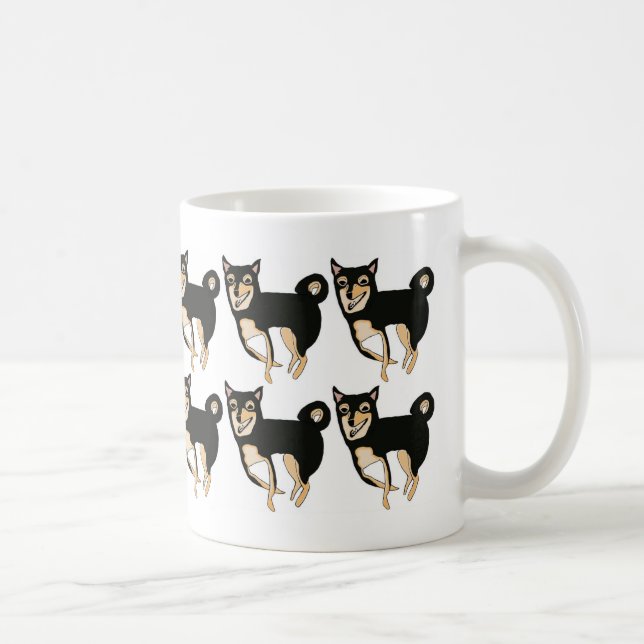 Cute Black & Tan Shiba Inu Dog Pattern Coffee Mug (Right)