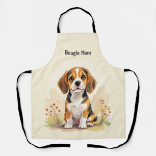 Cute Black Tan & White Tricolor Beagle Puppy Apron